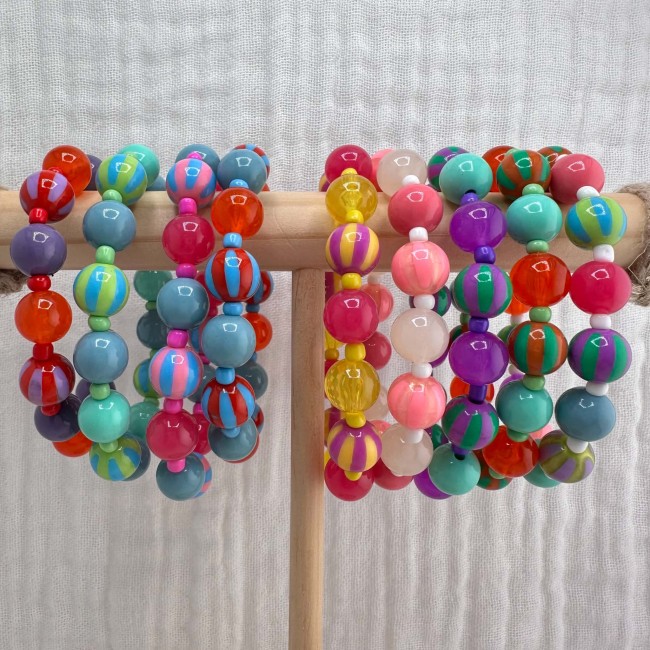 Bracelets colorés en perles multicolores style bonbon création artisanale française