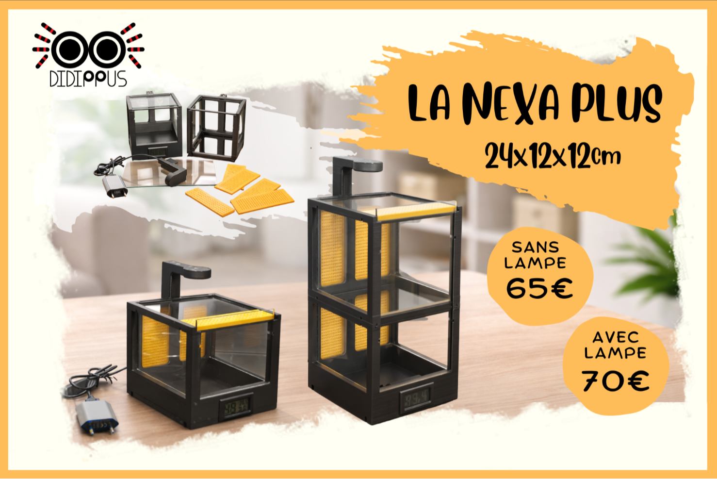 Terrarium évolutif NEXA PLUS 21 × 12 × 12 cm avec ou sans lampe