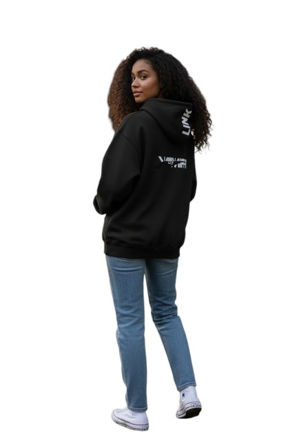 SWEAT NOIR VUE ARRIÈRE MANNEQUIN FOND BLANC