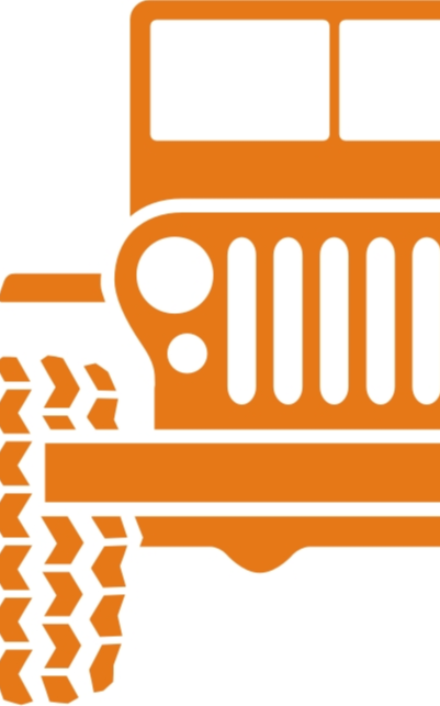 illustration face avant Jeep stylisée, véhicule tout-terrain, 4x4