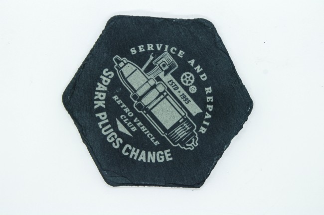 Dessous de verre ardoise Spark Plugs Change rétro Dessous de verre ardoise gravé Spark Plugs Change style rétro