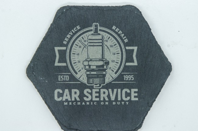 Dessous de verre ardoise Car Service mécanique Dessous de verre en ardoise motif Car Service bougie d’allumage