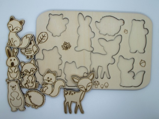 Puzzle bois animaux – Planche et pièces