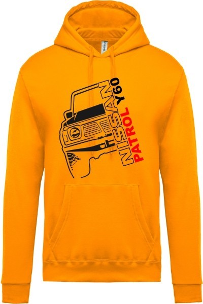 Sweat à capuche Nissan Patrol Y60 jaune.
