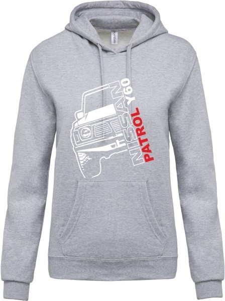 Sweat à capuche Nissan Patrol Y60 gris chiné