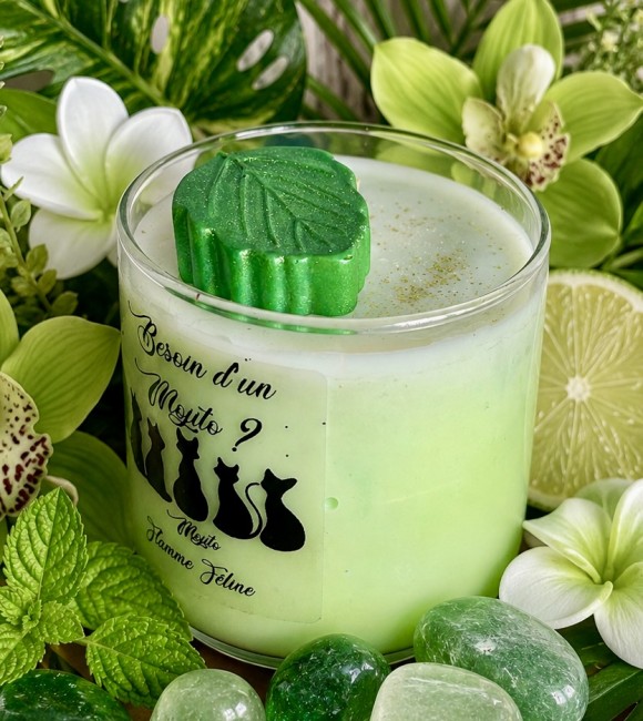 Bougie artisanale mojito boisson tendance de l'été rafraichissante et solaire pour un avant gout de vacances