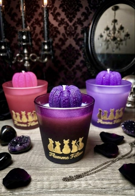 Bougie parfumée Citrouille Glam&Rock sans phtalates sans CMR Collection Halloween Flamme Féline 