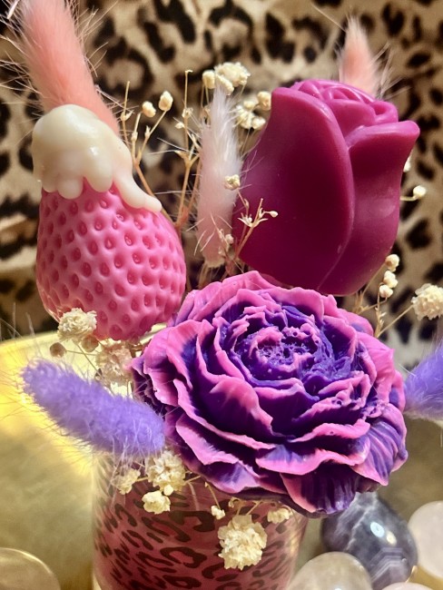 Bouquet éternel 3 en 1 bouquet parfumé fondants parfumés et bougie - parfum clafoutis