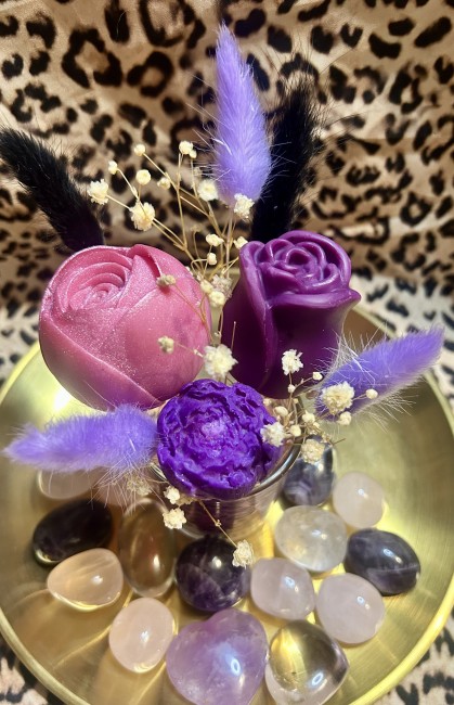 Bouquet éternel 3 en 1 bouquet parfumé fondants parfumés et bougie - parfum orchidée noire