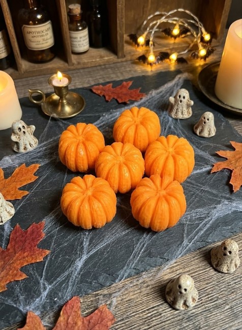 Coffret de fondants parfumés forme citrouille thème halloween cire de soja cire d olive parfum de grasse Coffret de fondants parfumés forme citrouille thème halloween cire de soja cire d olive parfum de grasse