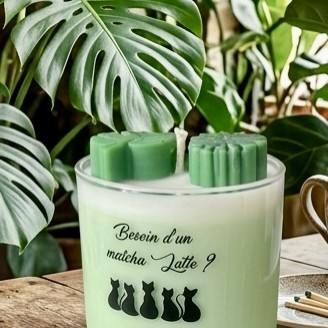 Bougie  Matcha latté - bougie gourmande longue durée - boisson tendance - cire de soja