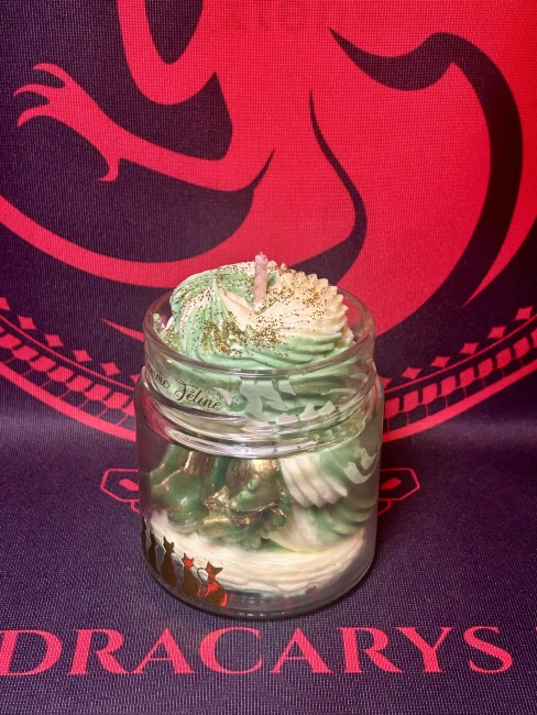 Bougie House of the Dragon Bougie artisanale cire de soja chantilly rouge bébé dragon noir ou vert Team Black ou Green House of the Dragon