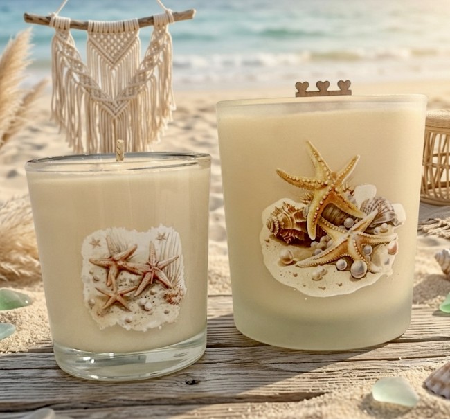 Bougie d'été avec mèche en bois de cerisier longue durée parfum d'été ambiance plage Bougie d'été avec mèche en bois de cerisier longue durée parfum d'été ambiance plage
