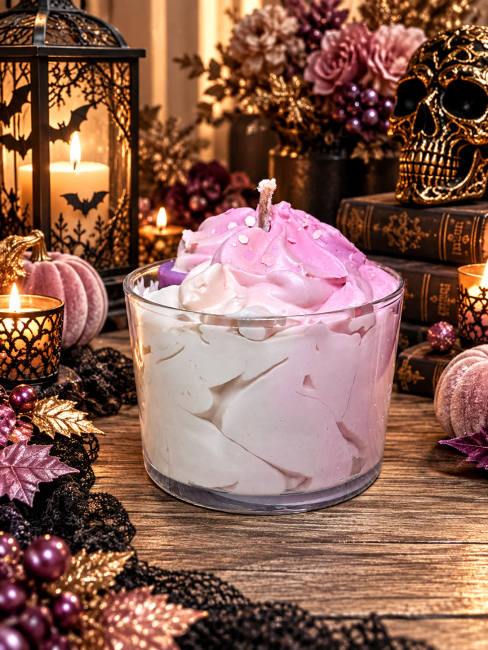 bougie chantilly parfumée d'halloween avec spectre