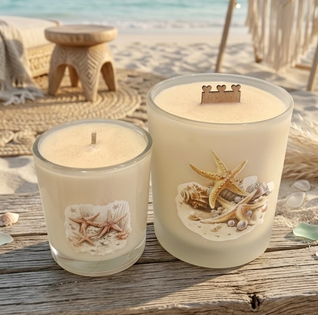 Bougie d'été avec mèche en bois de cerisier longue durée parfum d'été ambiance plage Bougie d'été avec mèche en bois de cerisier longue durée parfum d'été ambiance plage