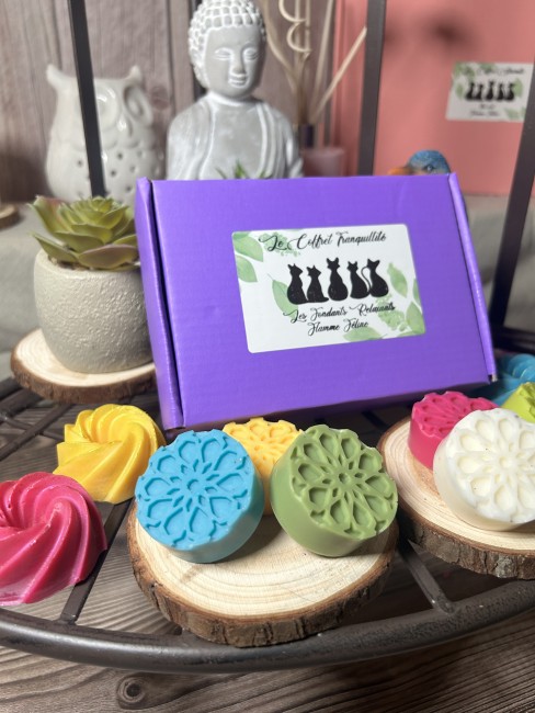 Offrez vous un moment de détente absolue avec les fondants aux parfums zen et relaxants ! Coffret Tranquillité ! Découverte des parfums zen de Flamme Féline