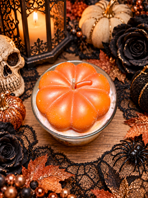 bougie chantilly parfumée thème halloween bougie citrouille orange flamme féline bougie chantilly parfumée thème halloween bougie citrouille orange flamme féline