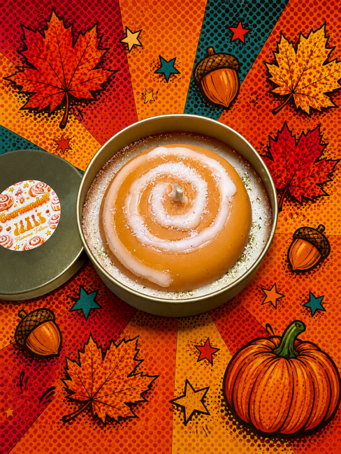 Bougie parfumée cinnamon roll 180g flamme féline