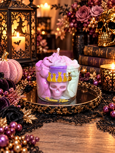 bougie chantilly parfumée d'halloween avec spectre