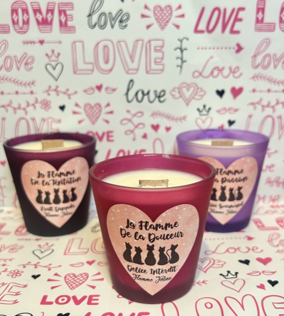 les trois flammes , trois bougies artisanales aux parfums envoutants pour une ambiance romantique