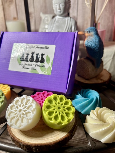 Offrez vous un moment de détente absolue avec les fondants aux parfums zen et relaxants ! Coffret Tranquillité ! Découverte des parfums zen de Flamme Féline