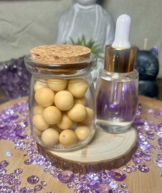 Perles parfumées artisanales parfum ambre ou fleur de lin de Flamme Féline