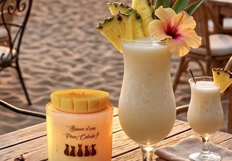 Bougie pinacolada bougie gourmande longue durée boisson estivale et festive fondant parfumé détachable