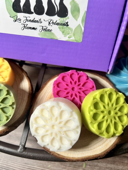 Offrez vous un moment de détente absolue avec les fondants aux parfums zen et relaxants ! Coffret Tranquillité ! Découverte des parfums zen de Flamme Féline