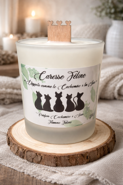 Caresse Féline Bougie en cire végétale coulée simplicité et douceur 