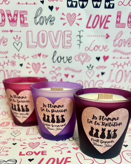 les trois flammes , trois bougies artisanales aux parfums envoutants pour une ambiance romantique