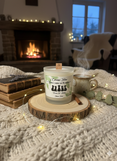 Caresse Féline Bougie en cire végétale coulée simplicité et douceur 