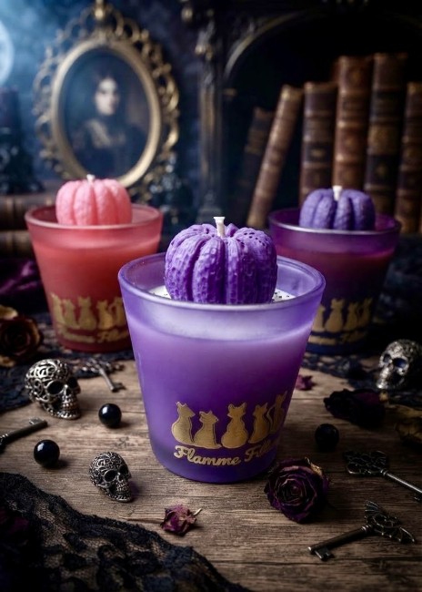 Bougie parfumée Citrouille Glam&Rock sans phtalates sans CMR Collection Halloween Flamme Féline 