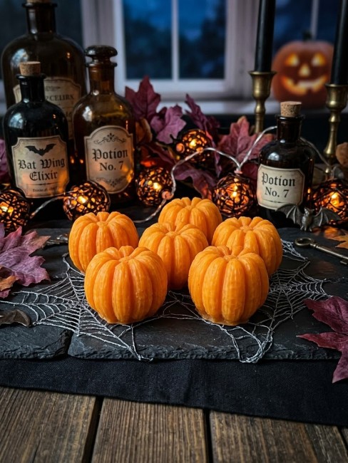 Coffret de fondants parfumés forme citrouille thème halloween cire de soja cire d olive parfum de grasse Coffret de fondants parfumés forme citrouille thème halloween cire de soja cire d olive parfum de grasse