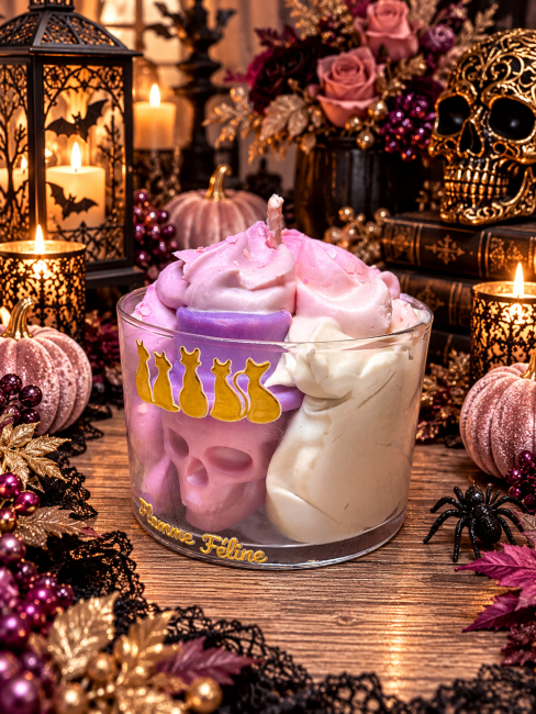 bougie chantilly parfumée d'halloween avec spectre