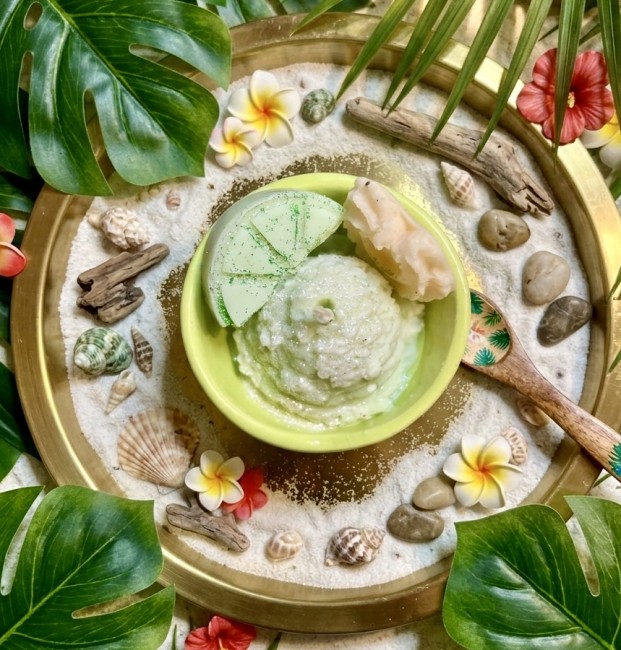 Bougie Gourmande Citron Vert Givré façon sorbet dans un cornet  parfaite pour la saison estivale