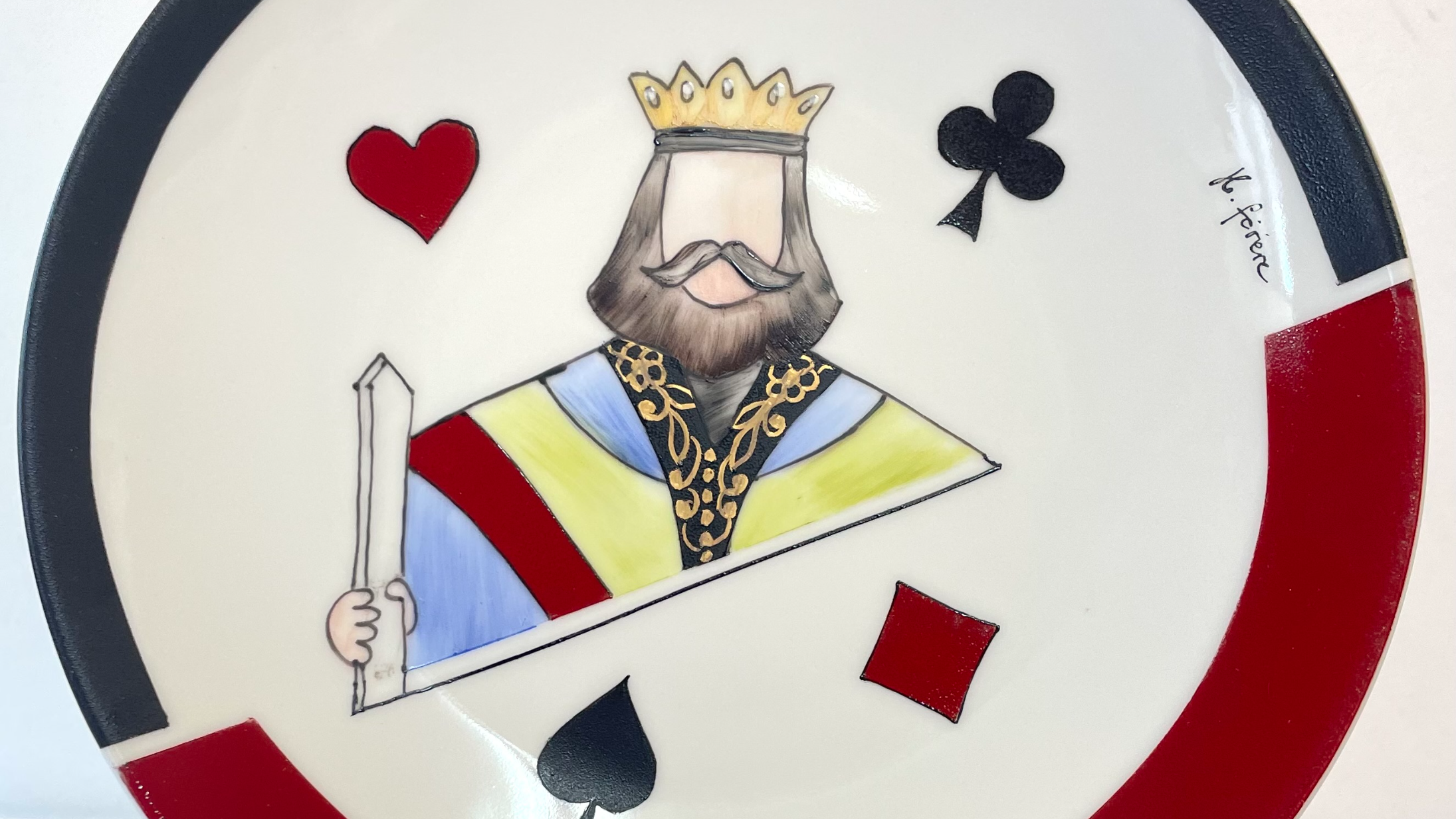 cartes à jouer peintes à la main sur porcelaine - art artisanal