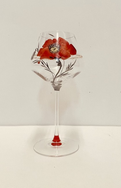 Duos de verres à vin ou flutes à champagne en cristallin peint à la main - décor de coquelicot - noces de coquelicots - personnalisable