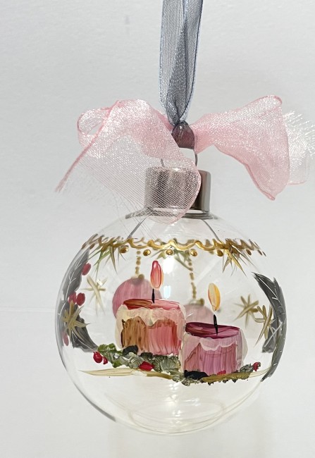 Coffret de 4 boules de noël en verre transparent peintes à la main - personnalisables