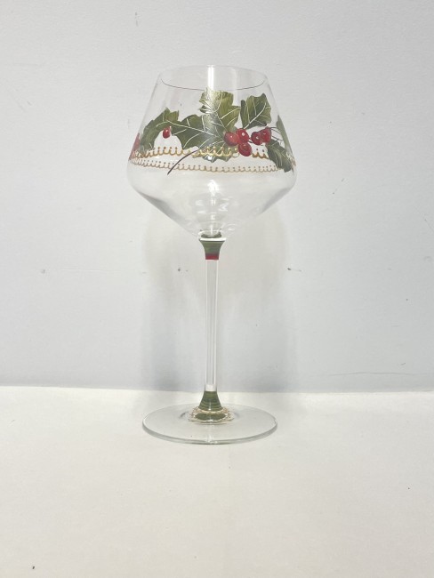 Duo de verres à vin ou flutes à champagne en verre cristallin - peint à la main - décor de Noël - personnalisable