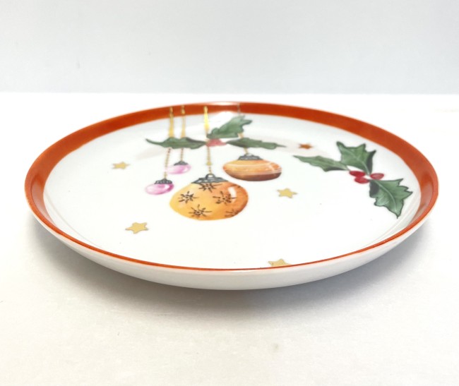 Assiettes Noël - lot de 6 assiettes à dessert en porcelaine - peint à la main