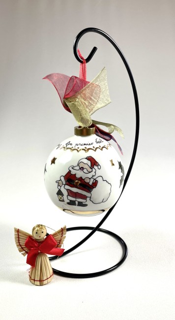 Boule de noël enfant en porcelaine peinte à la main - 