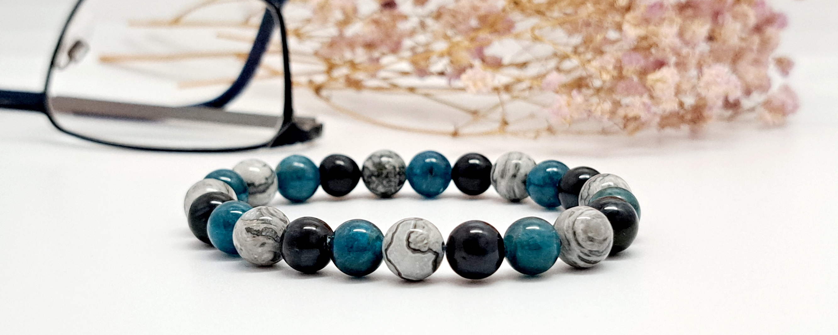 bracelet pierres naturelles apatite et jaspe