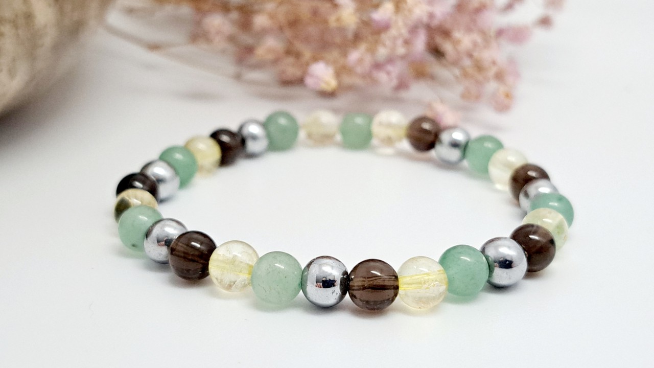 bracelet quartz fume et citrine domidora