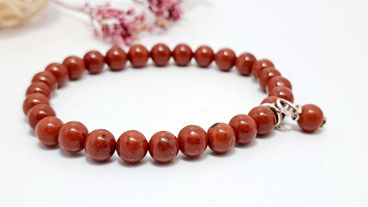bracelet pierre naturelle jaspe rouge