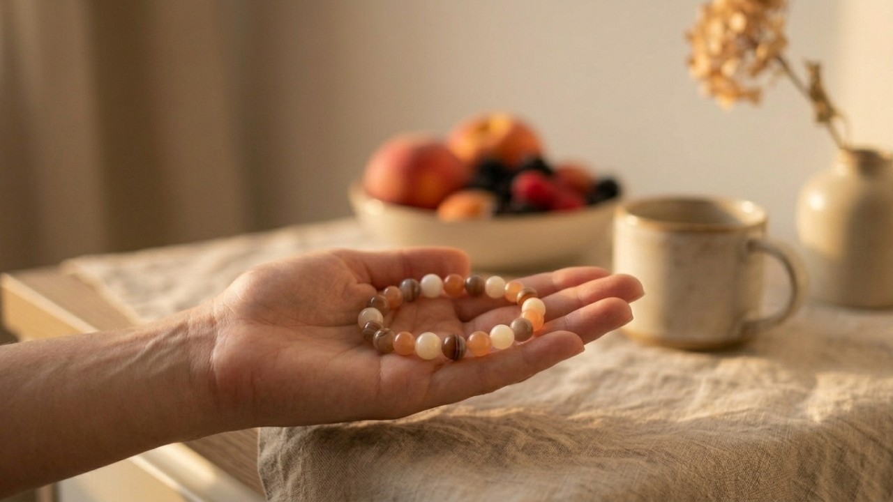 poignet dame avec bracelet pierre de lune