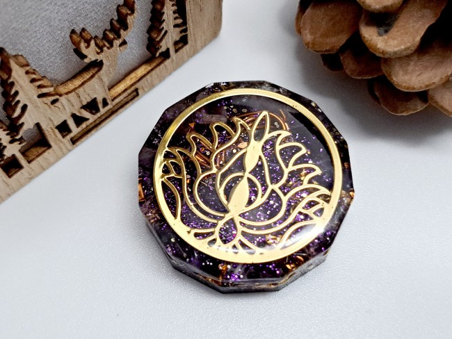 orgonite de poche amethyste, protection et lacher prise, cadeau noel unisexe, pierres naturelles