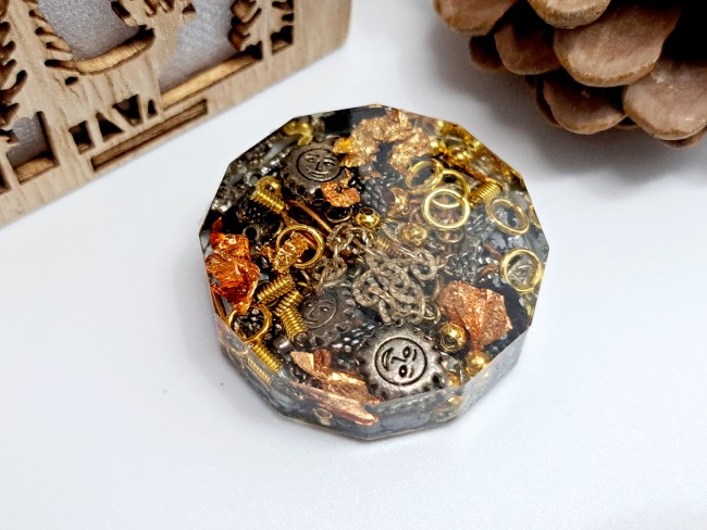 orgonite de poche protection obsidienne flocon pour cadeau merci noel ou anniversaire