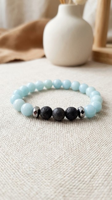 bracelets distance pour cadeau couple gays, lesbiennes, elle et lui, amis, noel, en amazonite et pierre de lave