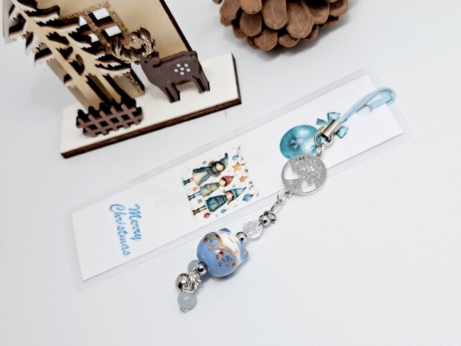 marque page maneki neko chat porte bonheur bleu, cadeau Noel pas cher