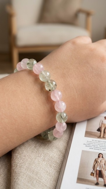 bracelet extensible enfant en pierres naturelles angoisses préhnite et quartz rose domidora bracelet cauchemars et angoisses enfant en prehnite et quartz rose pour rassurer et apaiser, cadeau noel enfant stresse, domidora